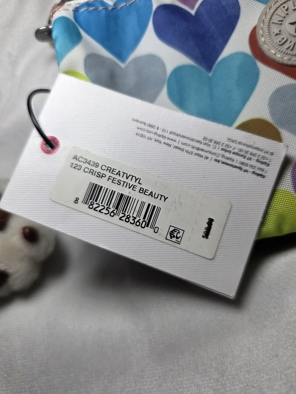 Kipling Creativity Pouch Crisp Festive Beauty Heart Print Wristlet AC3439 NWT